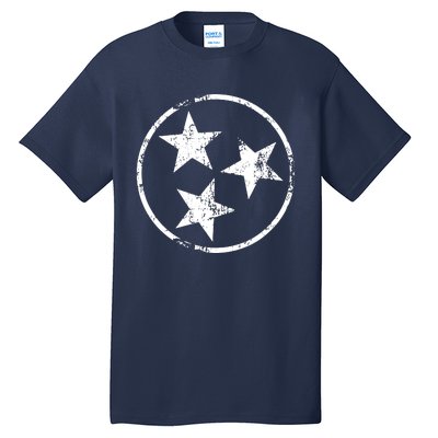 3 Star Tn Flag Graphic White Distressed Tennessee State Flag Tall T-Shirt