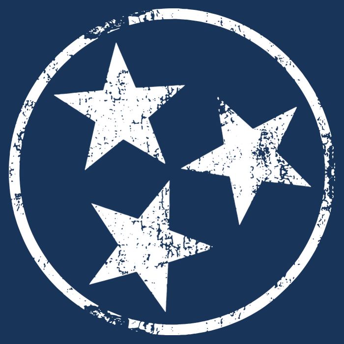 3 Star Tn Flag Graphic White Distressed Tennessee State Flag Button