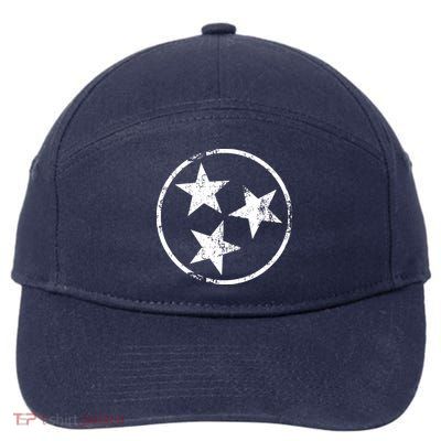 3 Star Tn Flag Graphic White Distressed Tennessee State Flag 7-Panel Snapback Hat