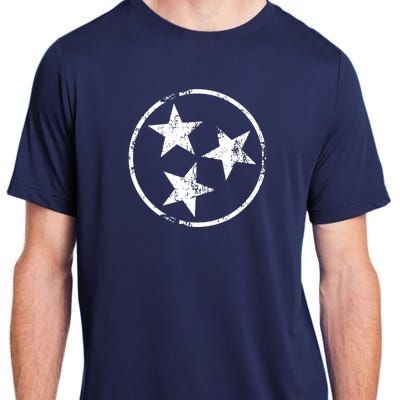 3 Star Tn Flag Graphic White Distressed Tennessee State Flag Adult ChromaSoft Performance T-Shirt