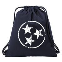 3 Star Tn Flag Graphic White Distressed Tennessee State Flag Drawstring Bag