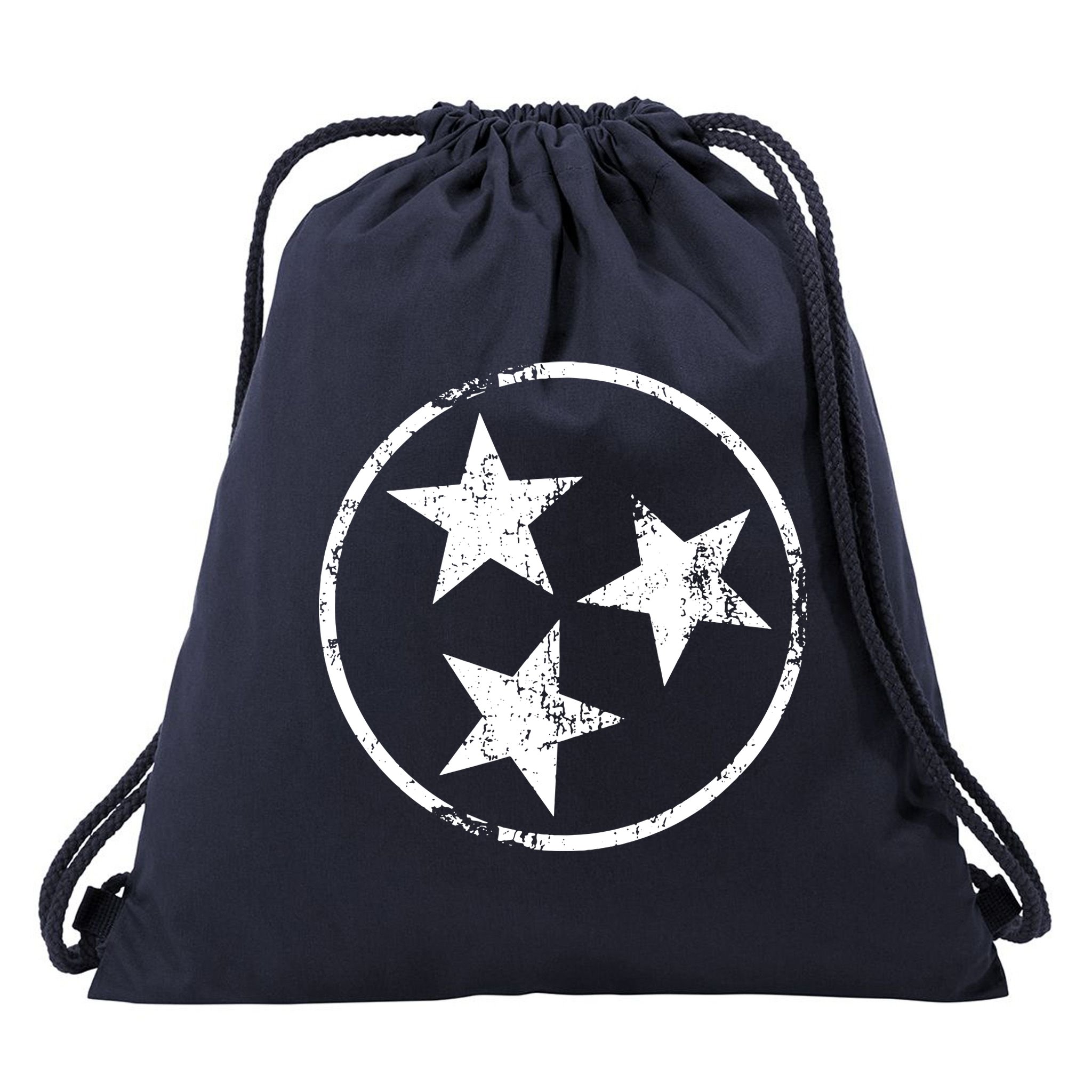 3 Star Tn Flag Graphic White Distressed Tennessee State Flag Drawstring Bag