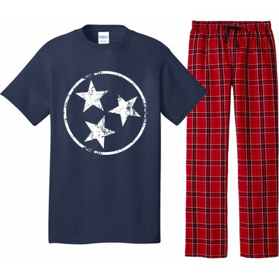 3 Star Tn Flag Graphic White Distressed Tennessee State Flag Pajama Set