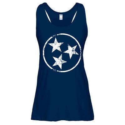3 Star Tn Flag Graphic White Distressed Tennessee State Flag Ladies Essential Flowy Tank