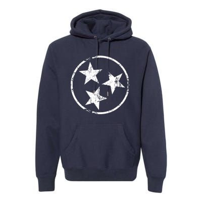 3 Star Tn Flag Graphic White Distressed Tennessee State Flag Premium Hoodie