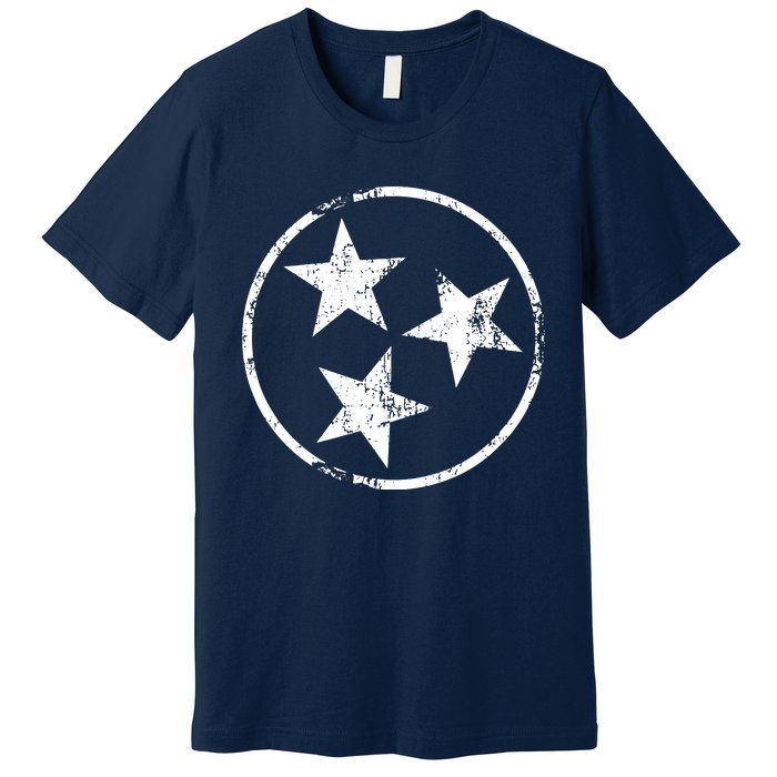 3 Star Tn Flag Graphic White Distressed Tennessee State Flag Premium T-Shirt