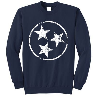 3 Star Tn Flag Graphic White Distressed Tennessee State Flag Tall Sweatshirt