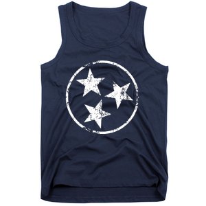 3 Star Tn Flag Graphic White Distressed Tennessee State Flag Tank Top