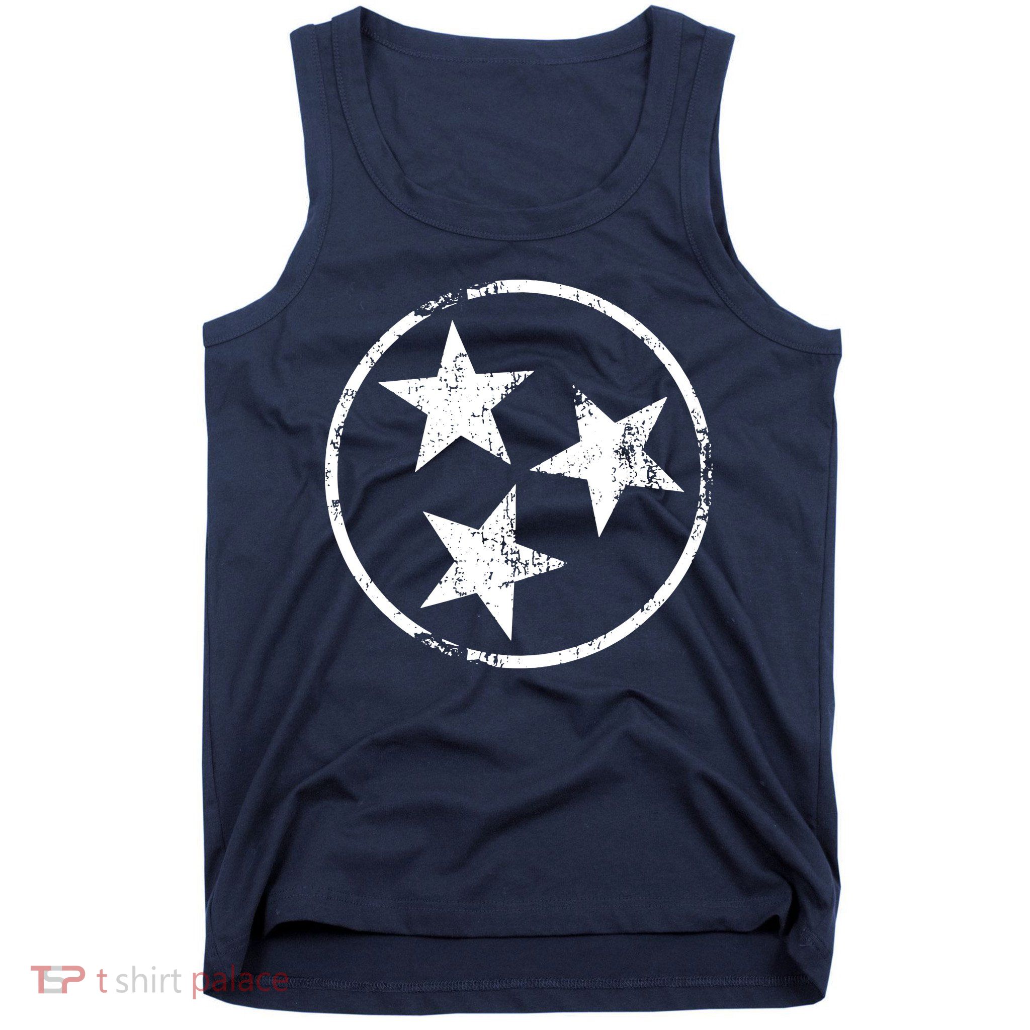3 Star Tn Flag Graphic White Distressed Tennessee State Flag Tank Top