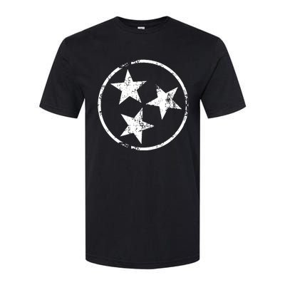 3 Star Tn Flag Graphic White Distressed Tennessee State Flag Softstyle® CVC T-Shirt