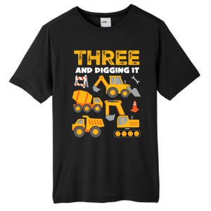 3 Three And Digging It 3rd Birthday Boy Construction Truck Tall Fusion ChromaSoft Performance T-Shirt