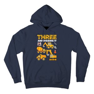 3 Three And Digging It 3rd Birthday Boy Construction Truck Hoodie