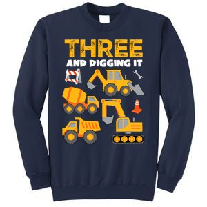 3 Three And Digging It 3rd Birthday Boy Construction Truck Sweatshirt