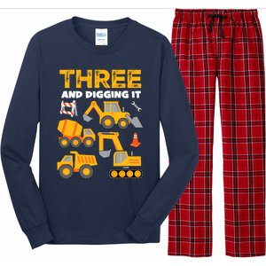 3 Three And Digging It 3rd Birthday Boy Construction Truck Long Sleeve Pajama Set