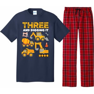 3 Three And Digging It 3rd Birthday Boy Construction Truck Pajama Set