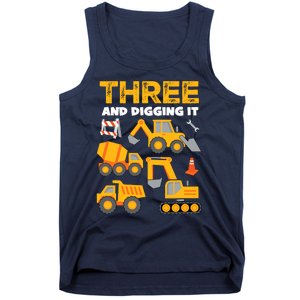 3 Three And Digging It 3rd Birthday Boy Construction Truck Tank Top