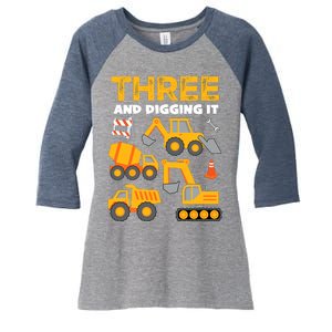 3 Three And Digging It 3rd Birthday Boy Construction Truck Women's Tri-Blend 3/4-Sleeve Raglan Shirt