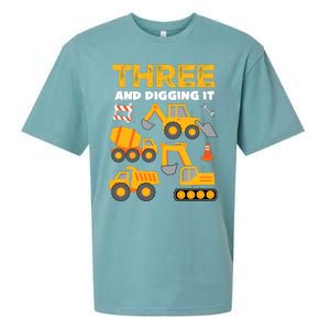 3 Three And Digging It 3rd Birthday Boy Construction Truck Sueded Cloud Jersey T-Shirt