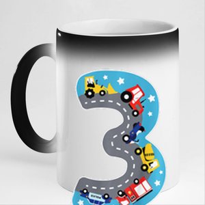 3 Th Birthday Three Years Number Number 3 Car Road 11oz Black Color Changing Mug