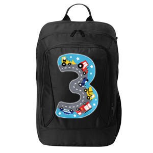 3 Th Birthday Three Years Number Number 3 Car Road City Backpack