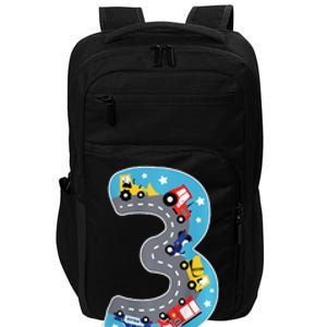 3 Th Birthday Three Years Number Number 3 Car Road Impact Tech Backpack