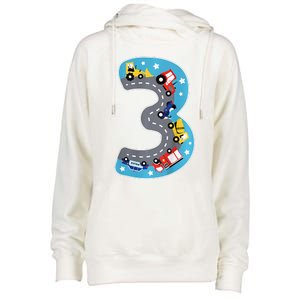 3 Th Birthday Three Years Number Number 3 Car Road Womens Funnel Neck Pullover Hood