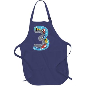 3 Th Birthday Three Years Number Number 3 Car Road Full-Length Apron With Pockets