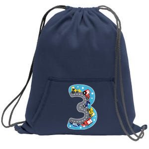 3 Th Birthday Three Years Number Number 3 Car Road Sweatshirt Cinch Pack Bag