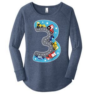 3 Th Birthday Three Years Number Number 3 Car Road Women's Perfect Tri Tunic Long Sleeve Shirt