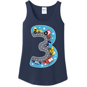 3 Th Birthday Three Years Number Number 3 Car Road Ladies Essential Tank