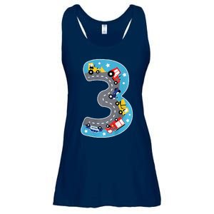 3 Th Birthday Three Years Number Number 3 Car Road Ladies Essential Flowy Tank