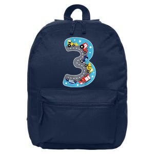 3 Th Birthday Three Years Number Number 3 Car Road 16 in Basic Backpack