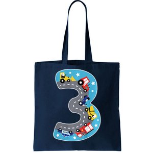 3 Th Birthday Three Years Number Number 3 Car Road Tote Bag