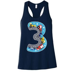 3 Th Birthday Three Years Number Number 3 Car Road Women's Racerback Tank