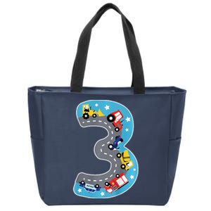 3 Th Birthday Three Years Number Number 3 Car Road Zip Tote Bag