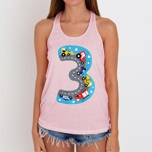 3 Th Birthday Three Years Number Number 3 Car Road Women's Knotted Racerback Tank