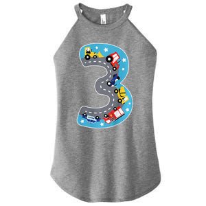 3 Th Birthday Three Years Number Number 3 Car Road Women's Perfect Tri Rocker Tank