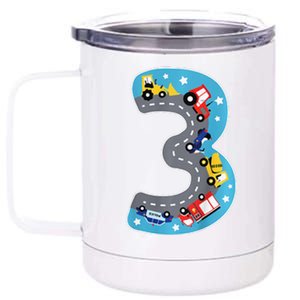 3 Th Birthday Three Years Number Number 3 Car Road 12 oz Stainless Steel Tumbler Cup