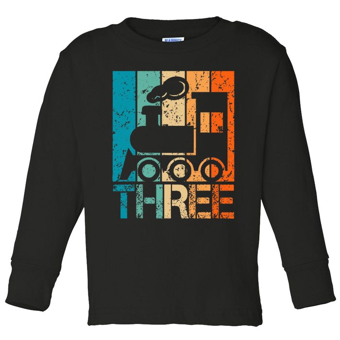 3rd Train Birthday 3 Year Old 3yr Birthday Train Toddler Long Sleeve Shirt