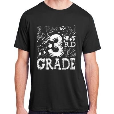 3rd Third Grade Typography Team Kids Teacher Back To School Adult ChromaSoft Performance T-Shirt