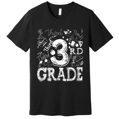 3rd Third Grade Typography Team Kids Teacher Back To School Premium T-Shirt