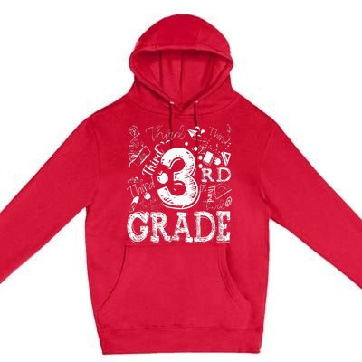 3rd Third Grade Typography Team Kids Teacher Back To School Premium Pullover Hoodie