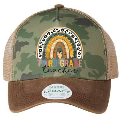 3rd Third Grade Teacher Cute Leopard Rainbow To School Legacy Tie Dye Trucker Hat