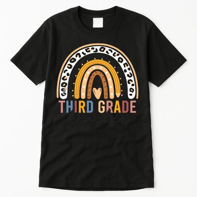 3rd Third Grade Teacher Cute Leopard Rainbow To School Tall T-Shirt