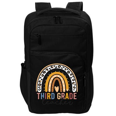 3rd Third Grade Teacher Cute Leopard Rainbow To School Impact Tech Backpack