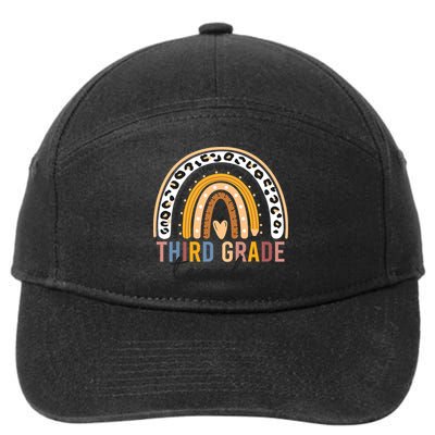 3rd Third Grade Teacher Cute Leopard Rainbow To School 7-Panel Snapback Hat