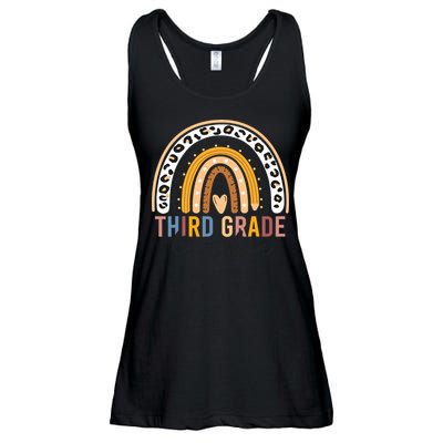 3rd Third Grade Teacher Cute Leopard Rainbow To School Ladies Essential Flowy Tank