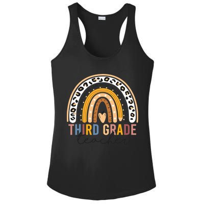 3rd Third Grade Teacher Cute Leopard Rainbow To School Ladies PosiCharge Competitor Racerback Tank