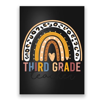 3rd Third Grade Teacher Cute Leopard Rainbow To School Poster