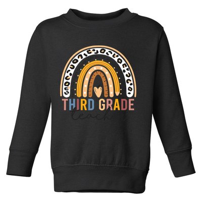 3rd Third Grade Teacher Cute Leopard Rainbow To School Toddler Sweatshirt